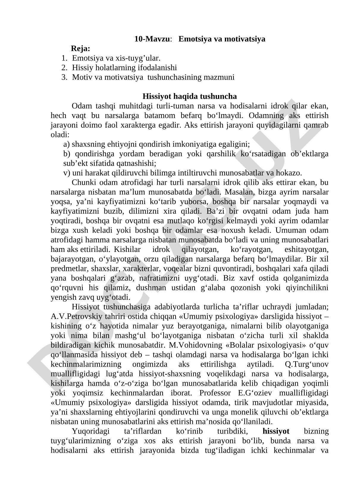 Emotsiya va motivatsiya