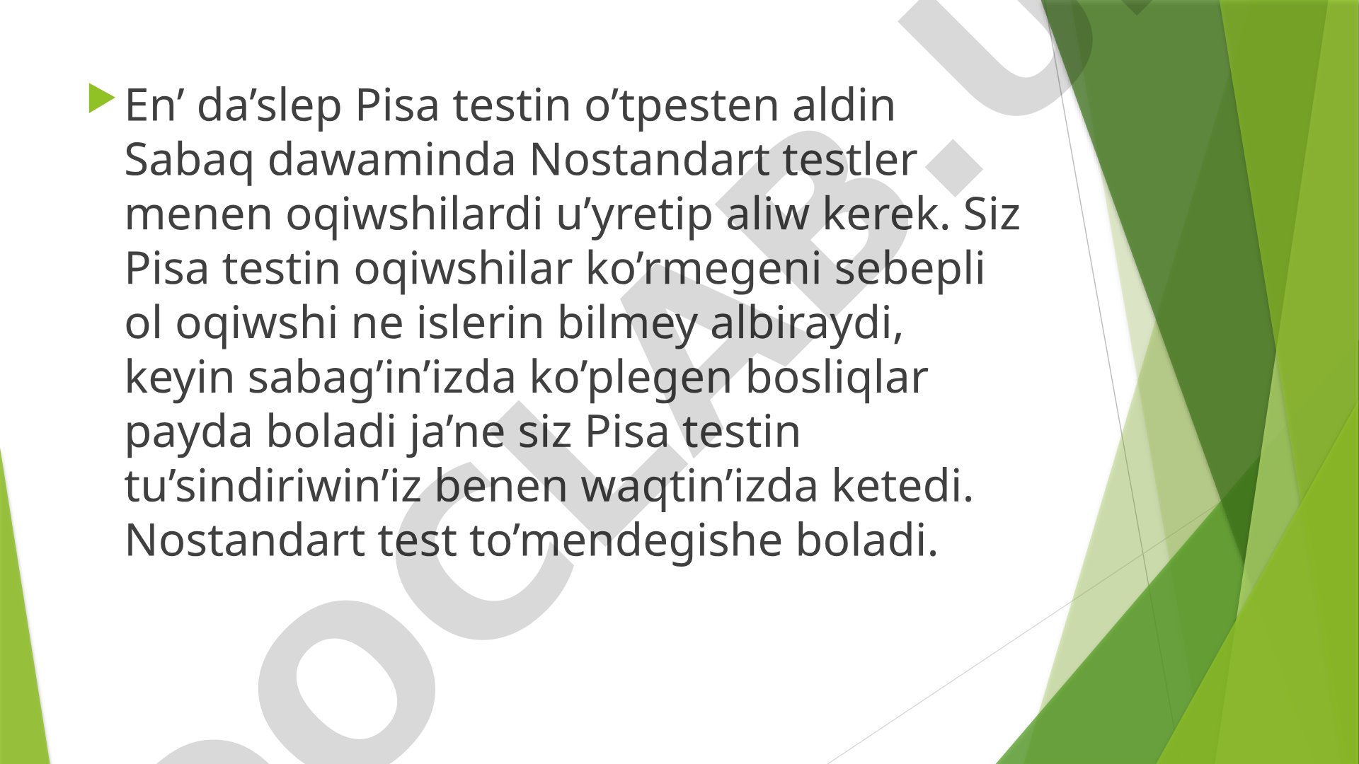 Nostandart testlar va Pisa testi 8-klass