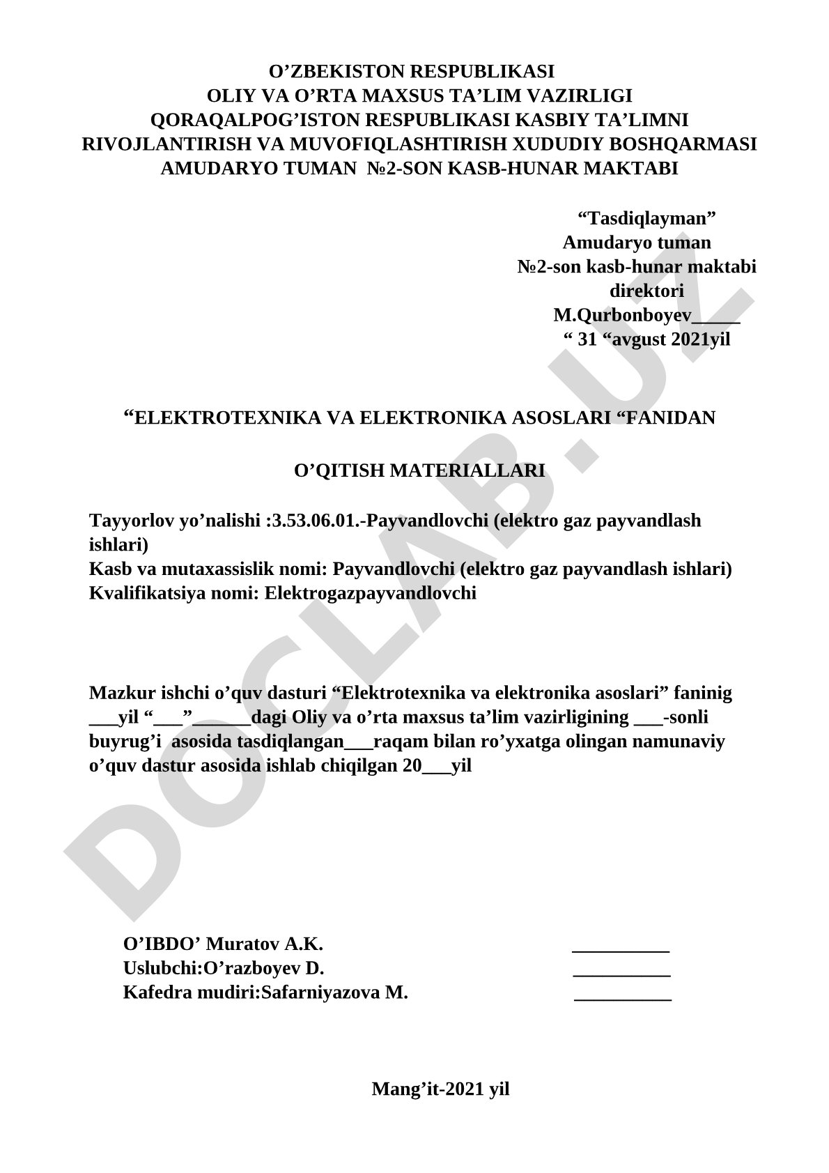 Elektrotexnika va elektronika asoslari