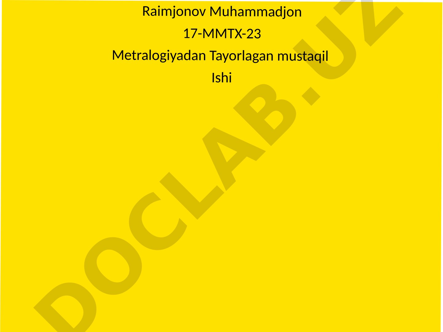 Metrologiya fanidan mustaqil ish