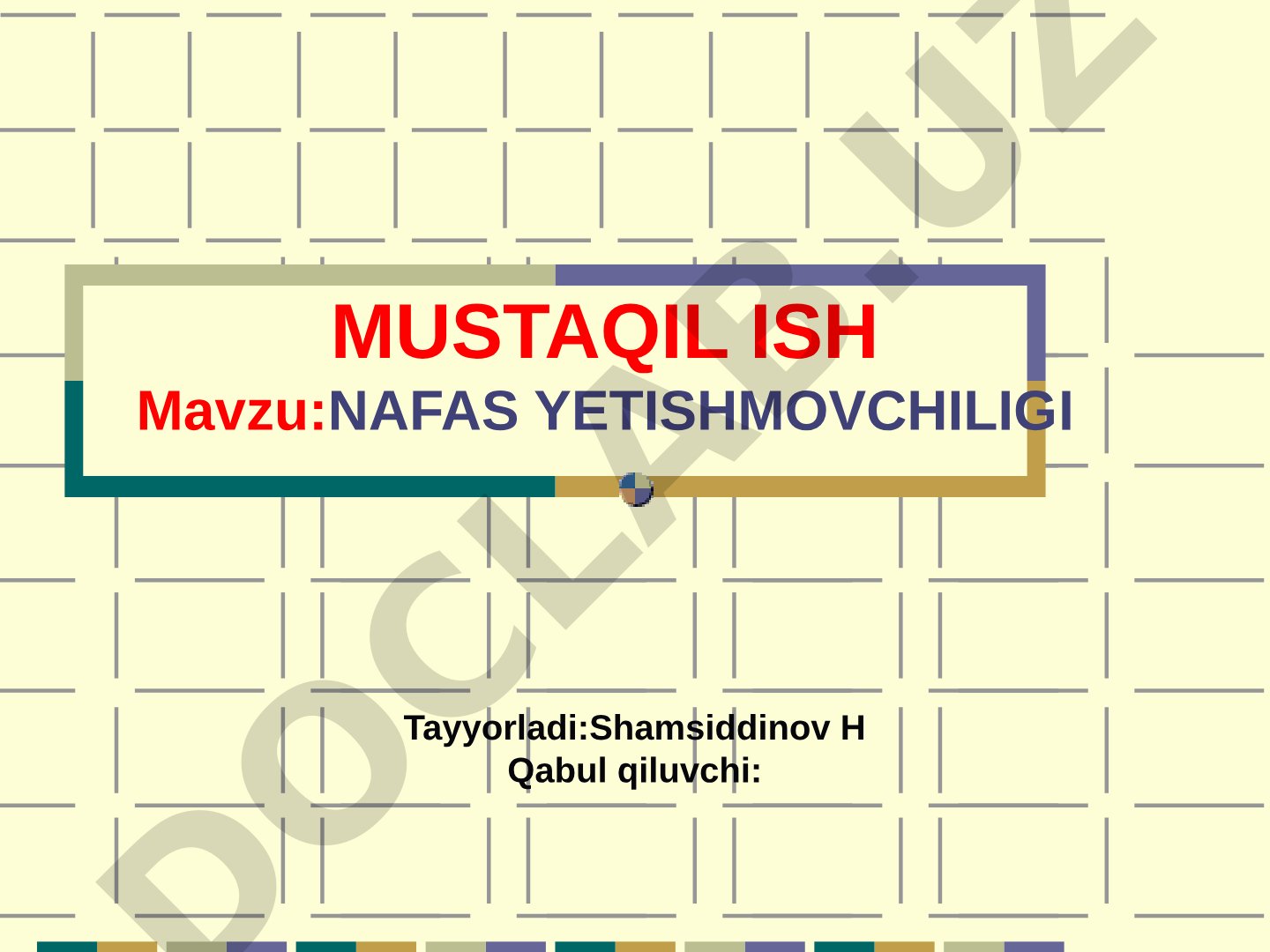 Nafas yetishmovchiligi tushunchasi, sabablari, shakllari va tasnifi haqida taqdimot