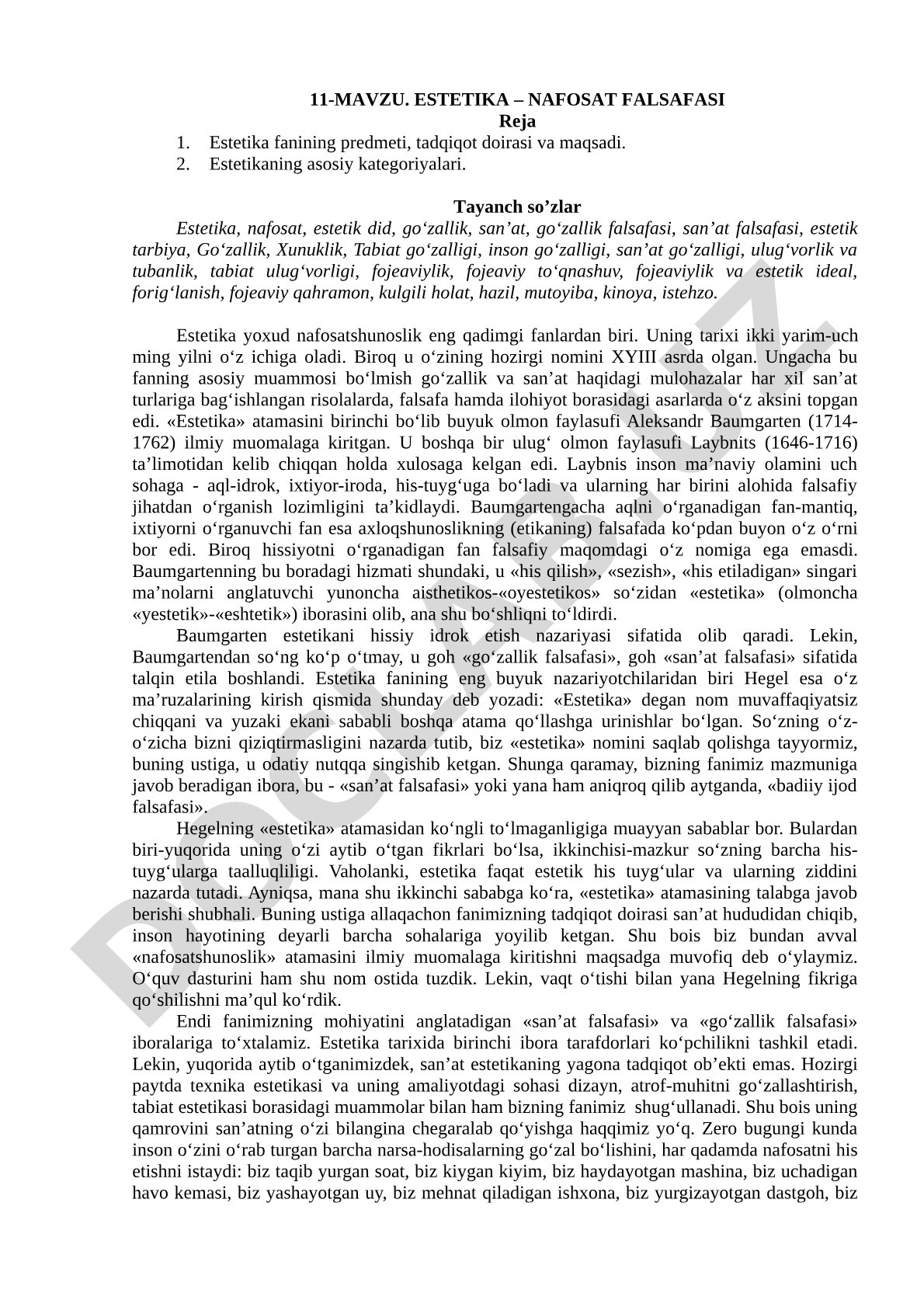 Estetika – nafosat falsafasi