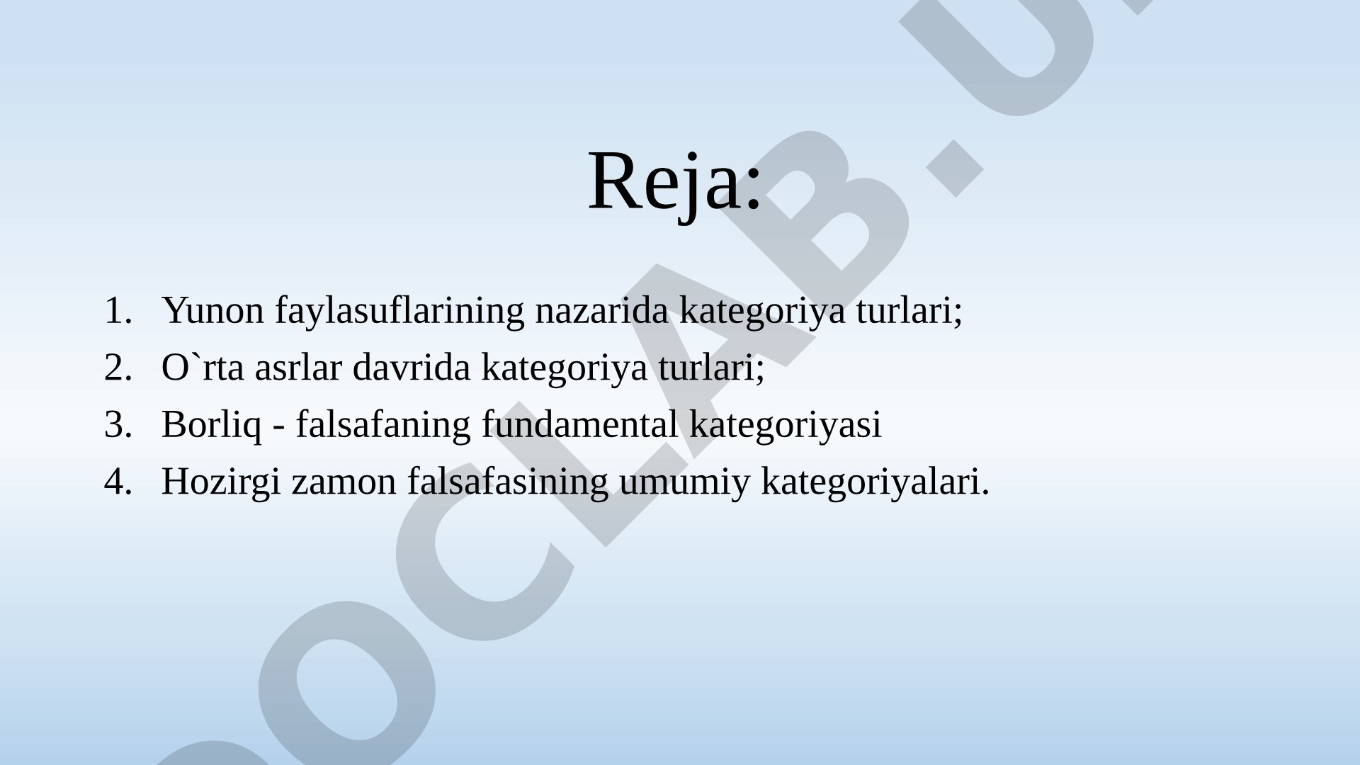 Kategoriya tushunchasi va uning turlari
