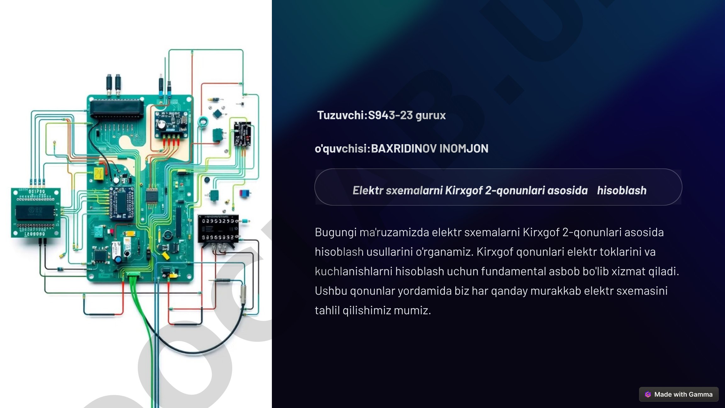 Elektr sxemalarni Kirxgof 2-qonunlari asosida hisoblash