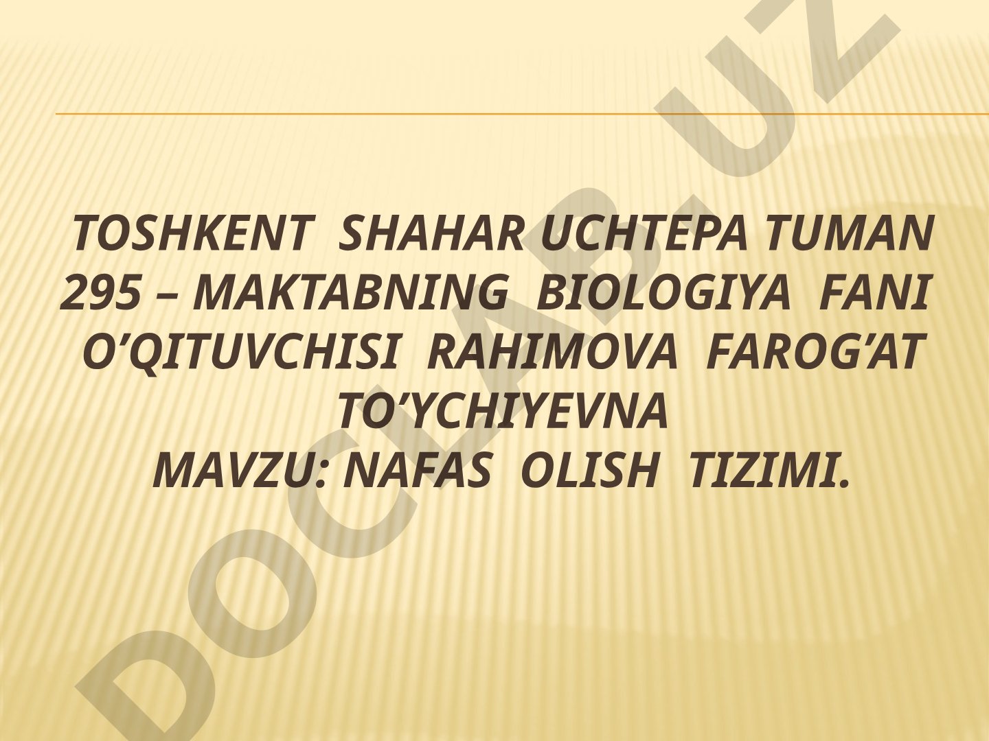 Nafas olish tizimi a'zolari haqida taqdimot: burun bo'shlig'i, kekirdak, bronx, o'pka va