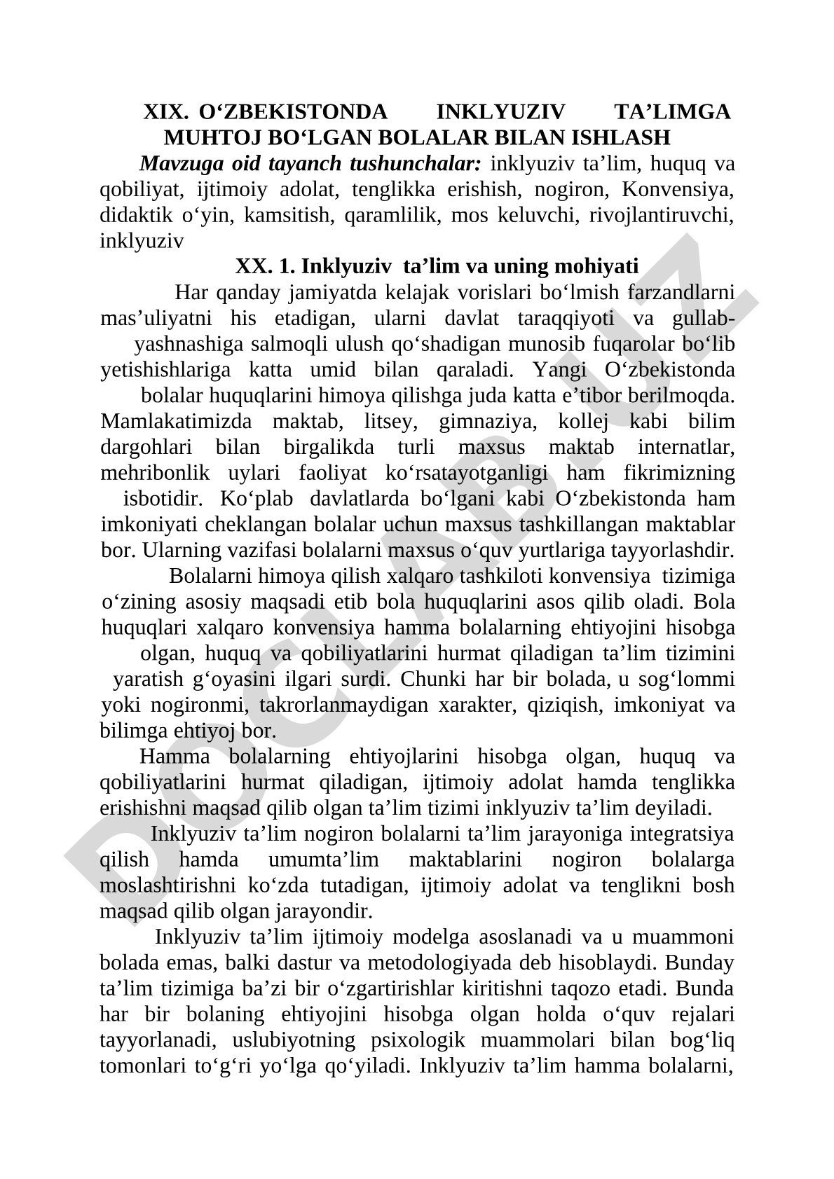O‘zbekistonda inklyuziv ta’limga muhtoj bo‘lgan bolalar bilan ishlash