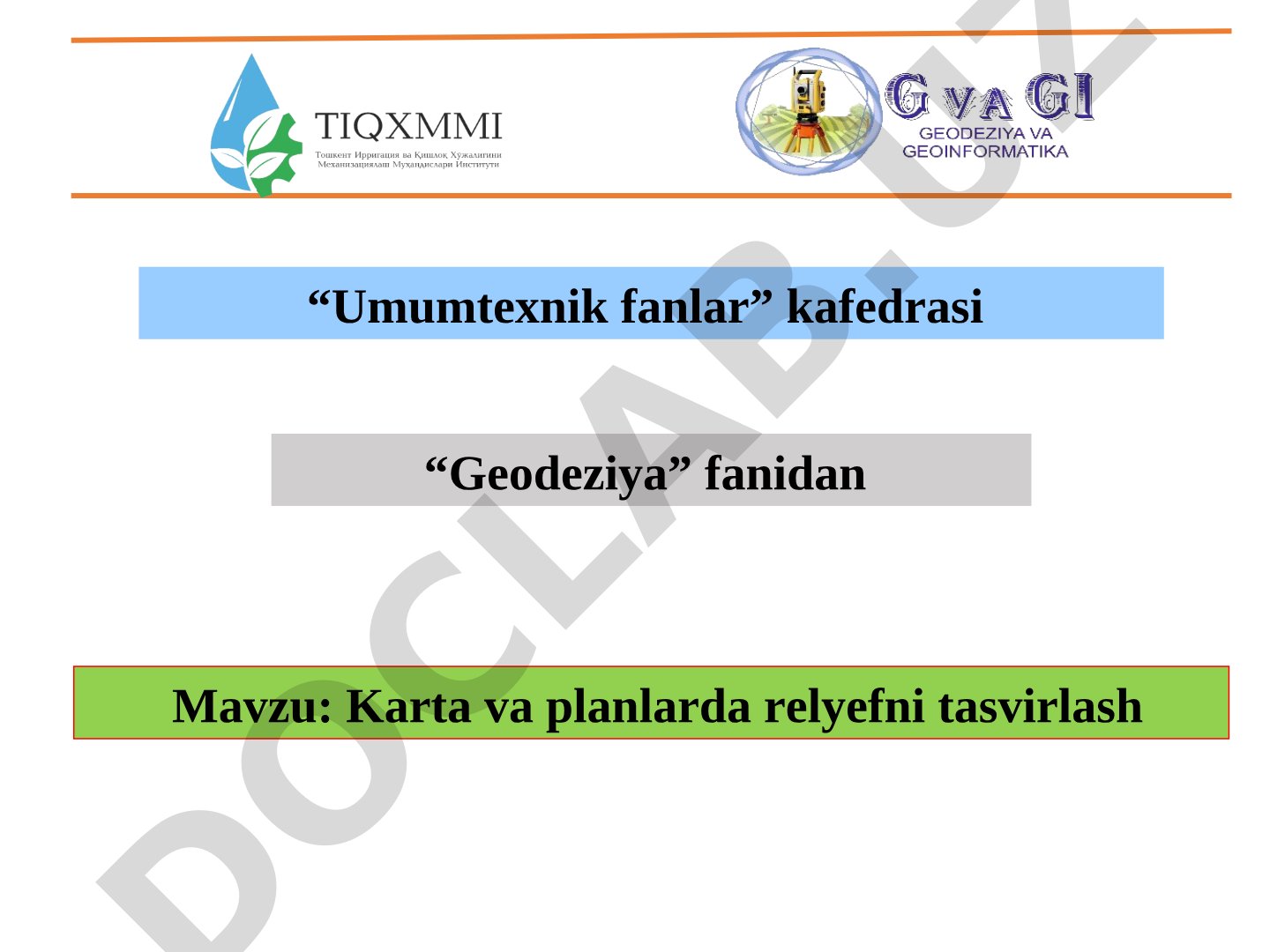 Karta va planlarda relyefni tasvirlash