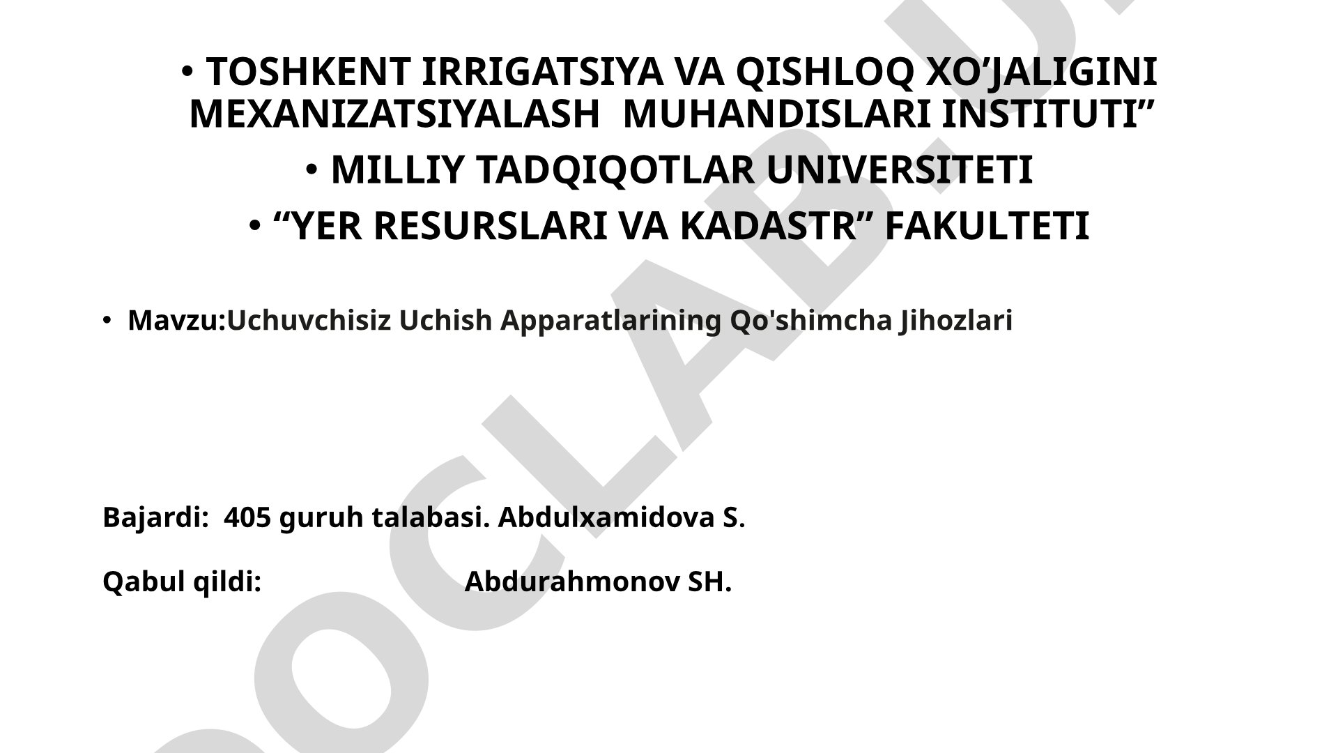 Uchuvchisiz Uchish Apparatlarining Qo'shimcha Jihozlari