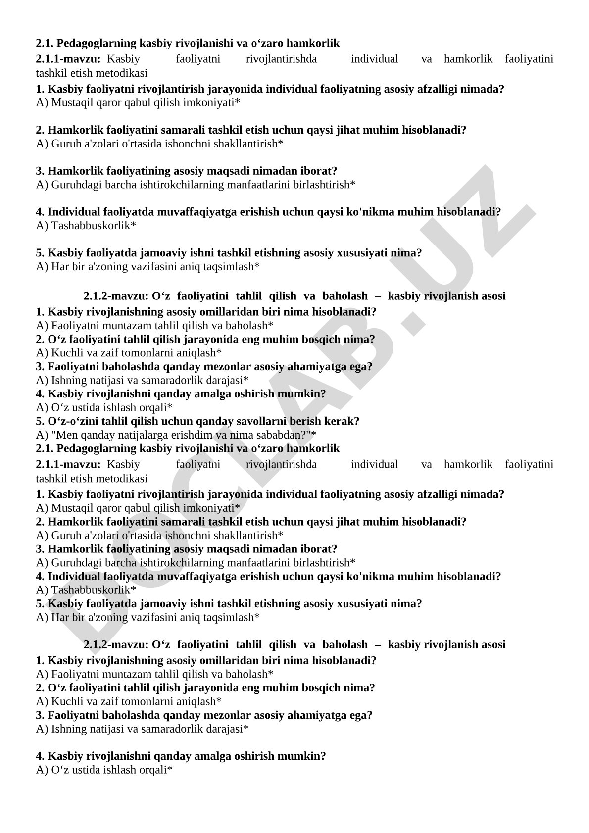 Kasbiy faoliyatni rivojlantirishda individual va hamkorlik faoliyatini tashkil etish metodikasi