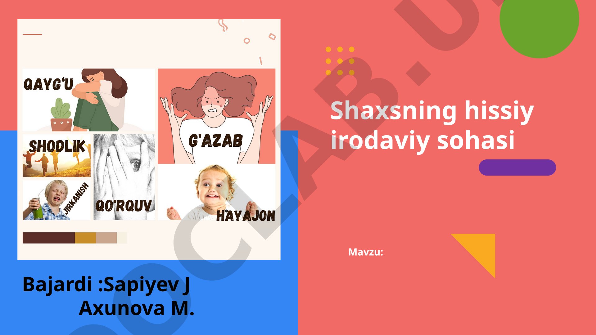 Shaxsning hissiy irodaviy sohasi