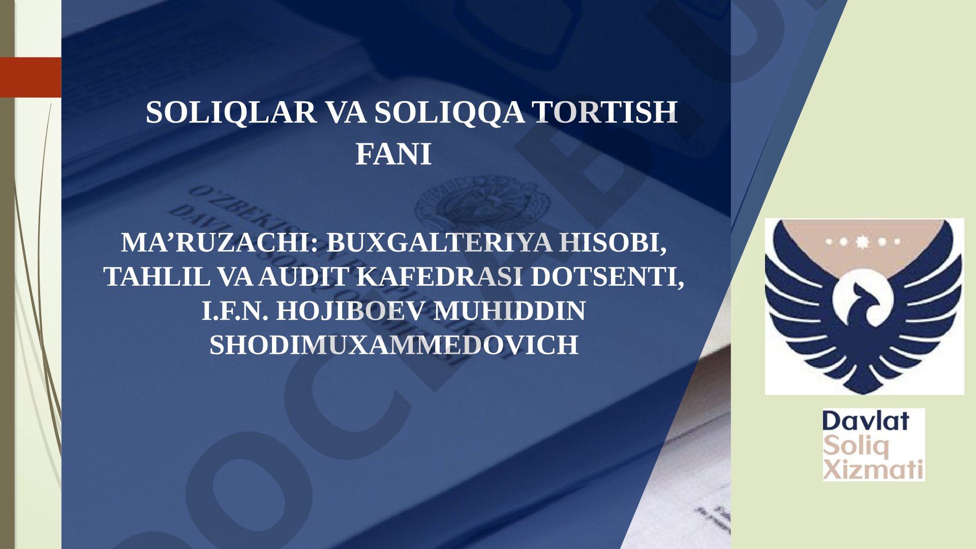 Soliq hisobi va uning nazariy asoslari