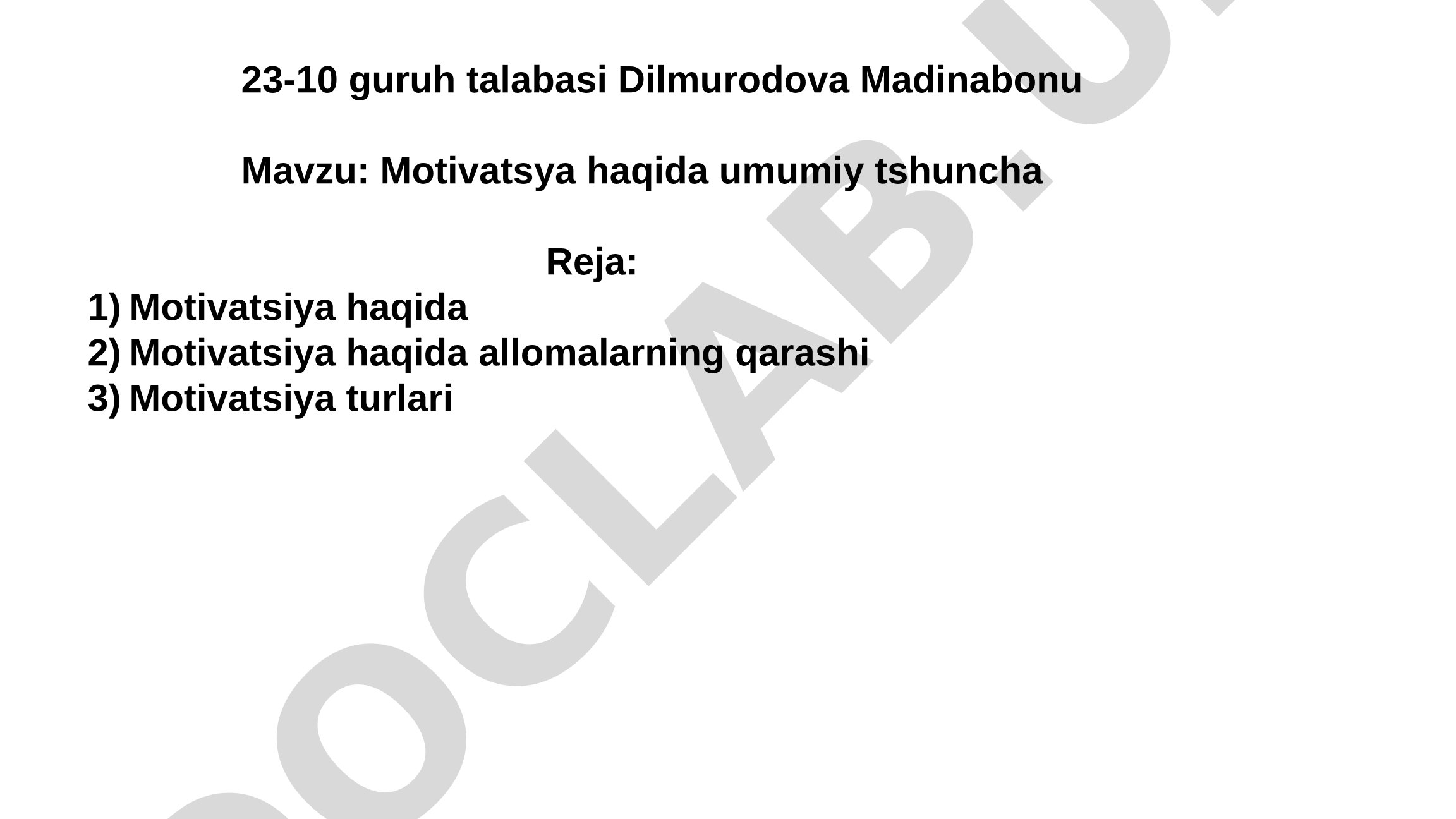 Motivatsya haqida umumiy tshuncha