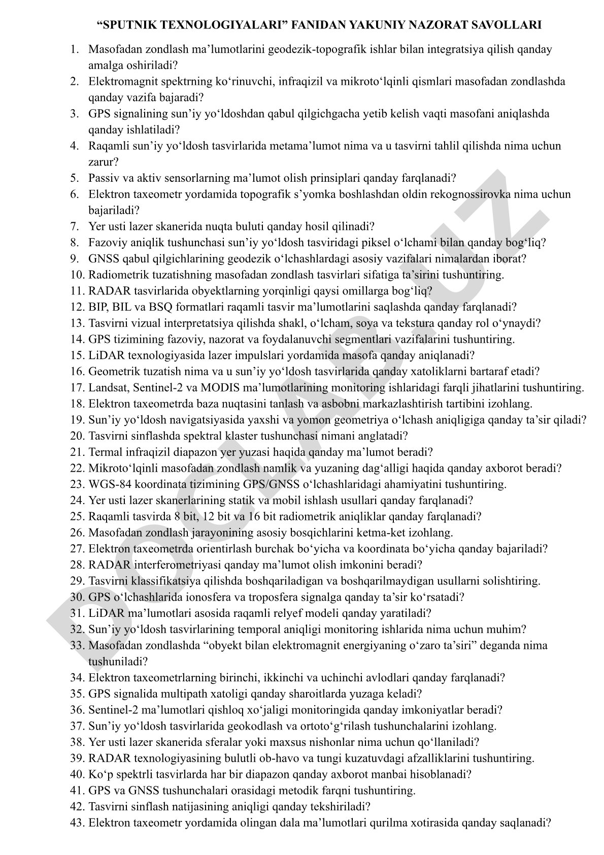 Masofadan zondlash va geodezik-topografik ishlar integratsiyasi