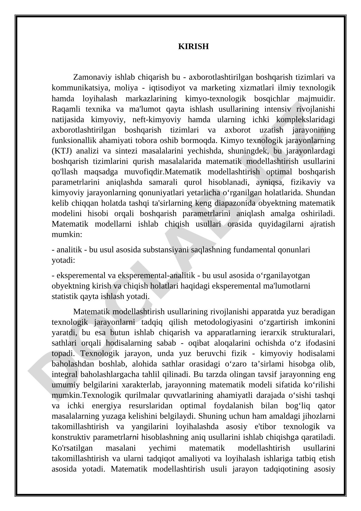 Matematik model va modellashtirish