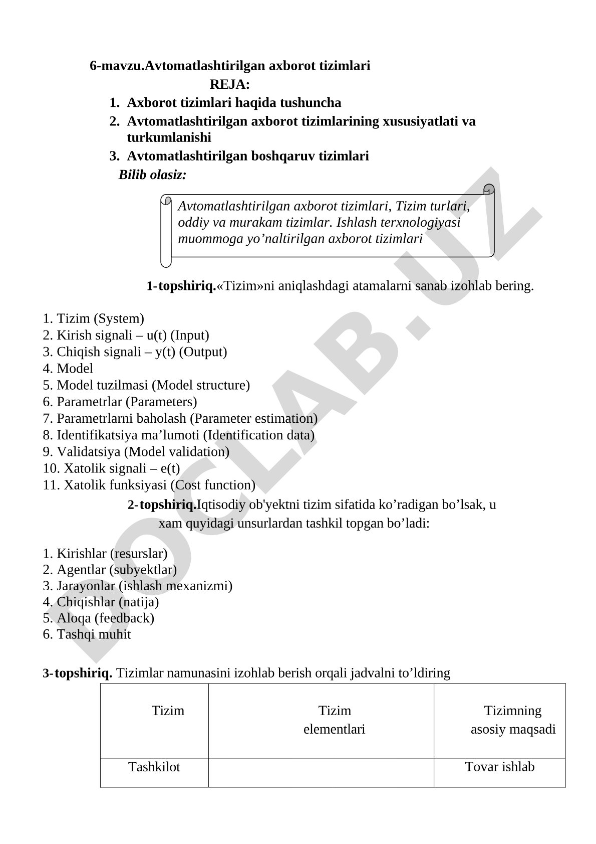 Avtomatlashtirilgan axborot tizimlari