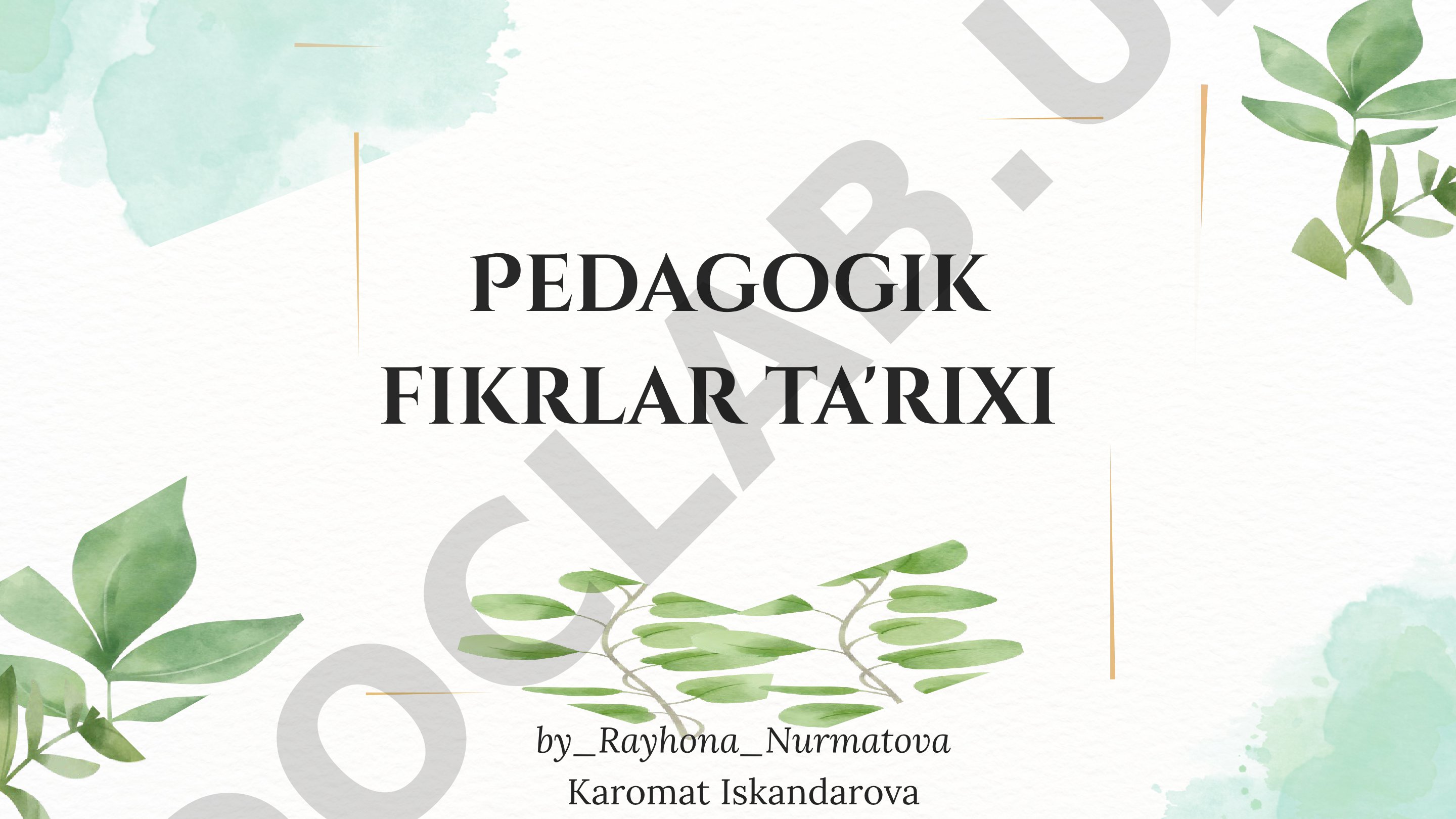 Pedagogik fikrlar tarixi