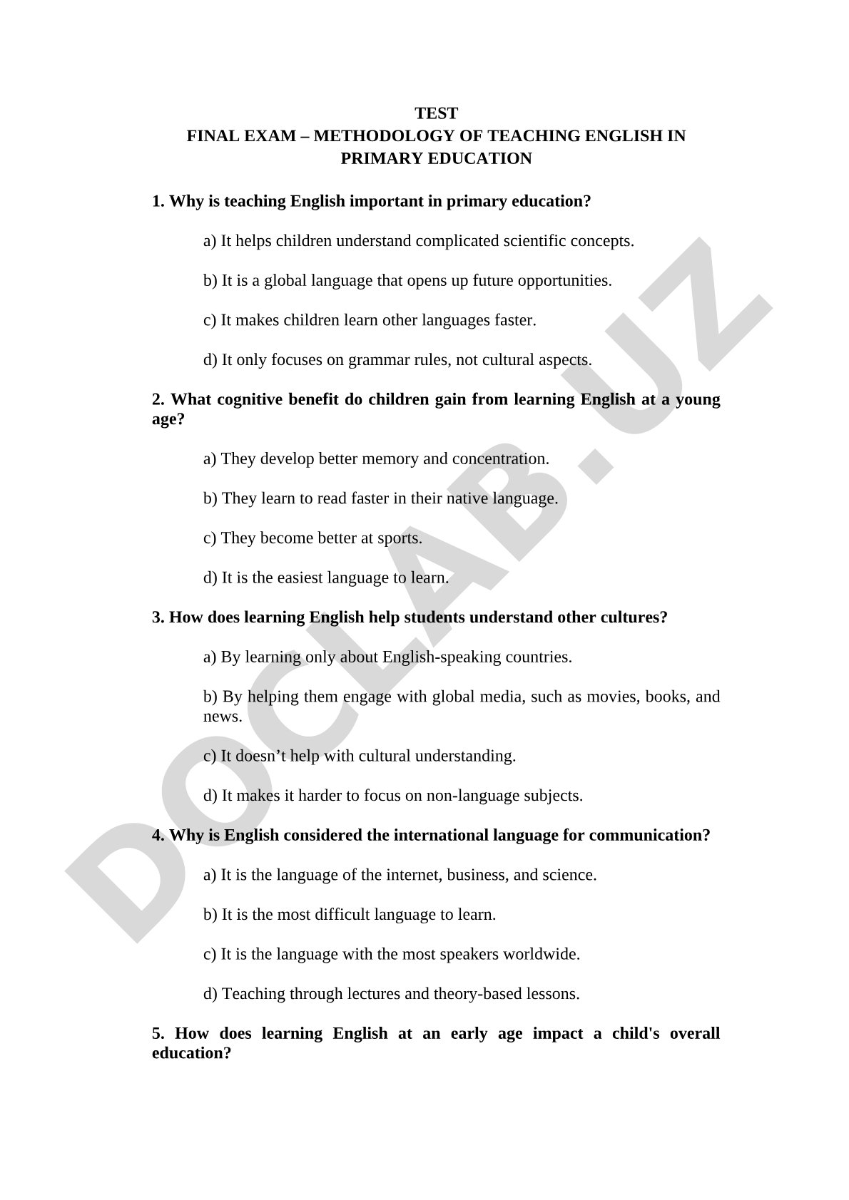 Methodology of Teaching English in Primary Education