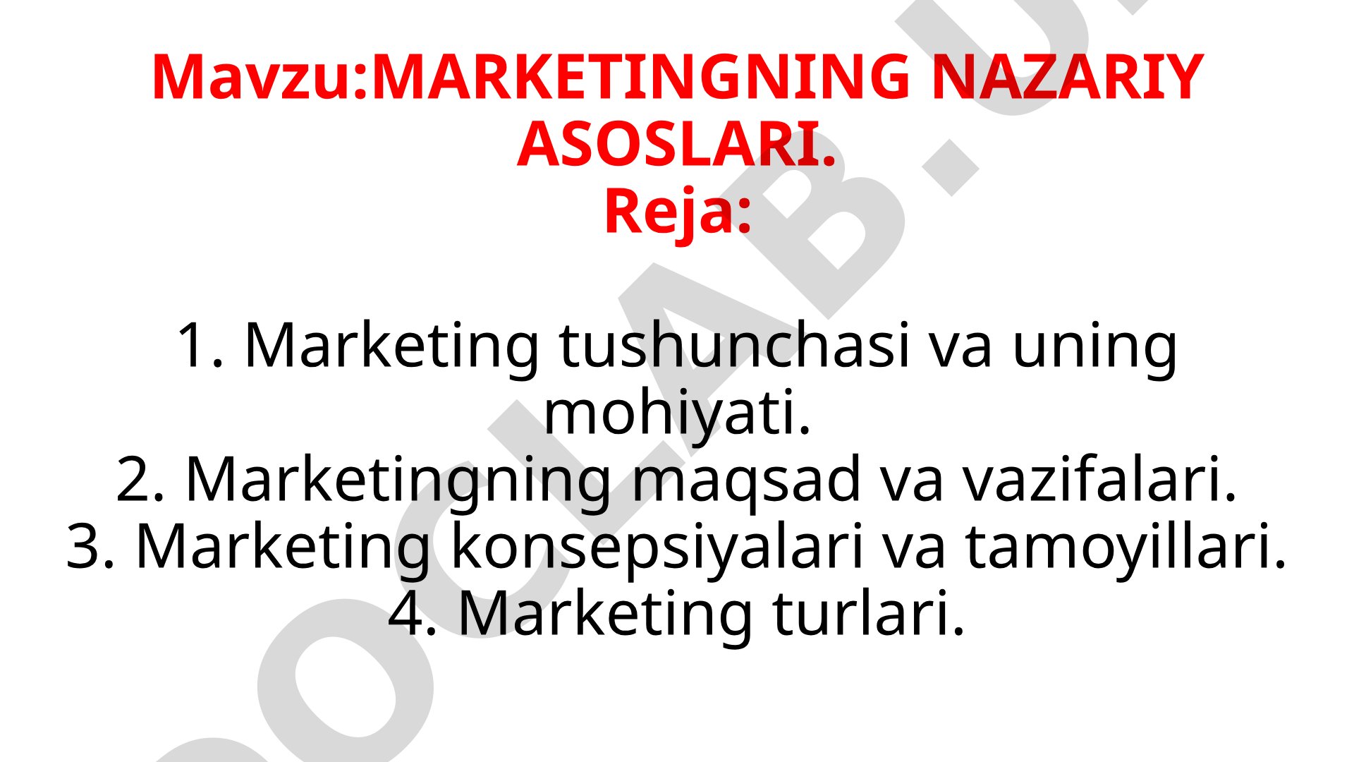 Marketingning nazariy asoslari