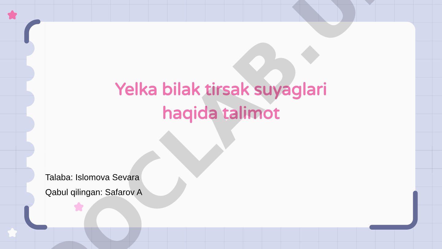 Yelka bilak tirsak suyaglari haqida talimot