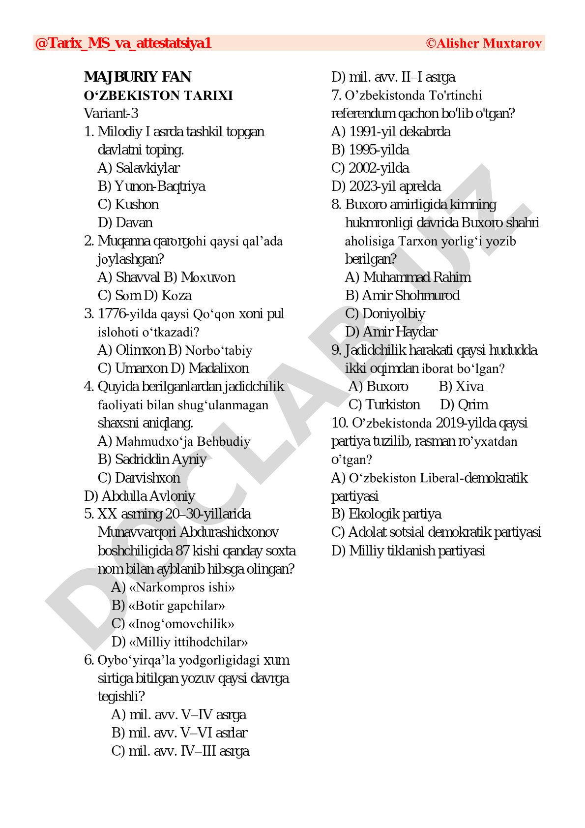 O‘zbekiston tarixi