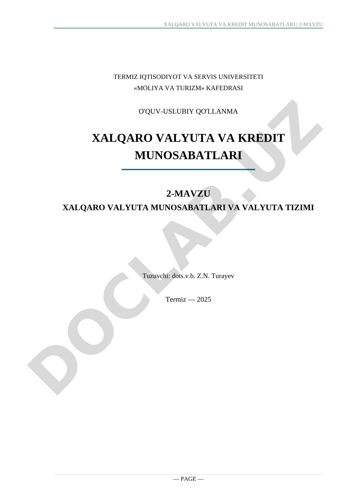 Xalqaro valyuta munosabatlari va valyuta tizimi