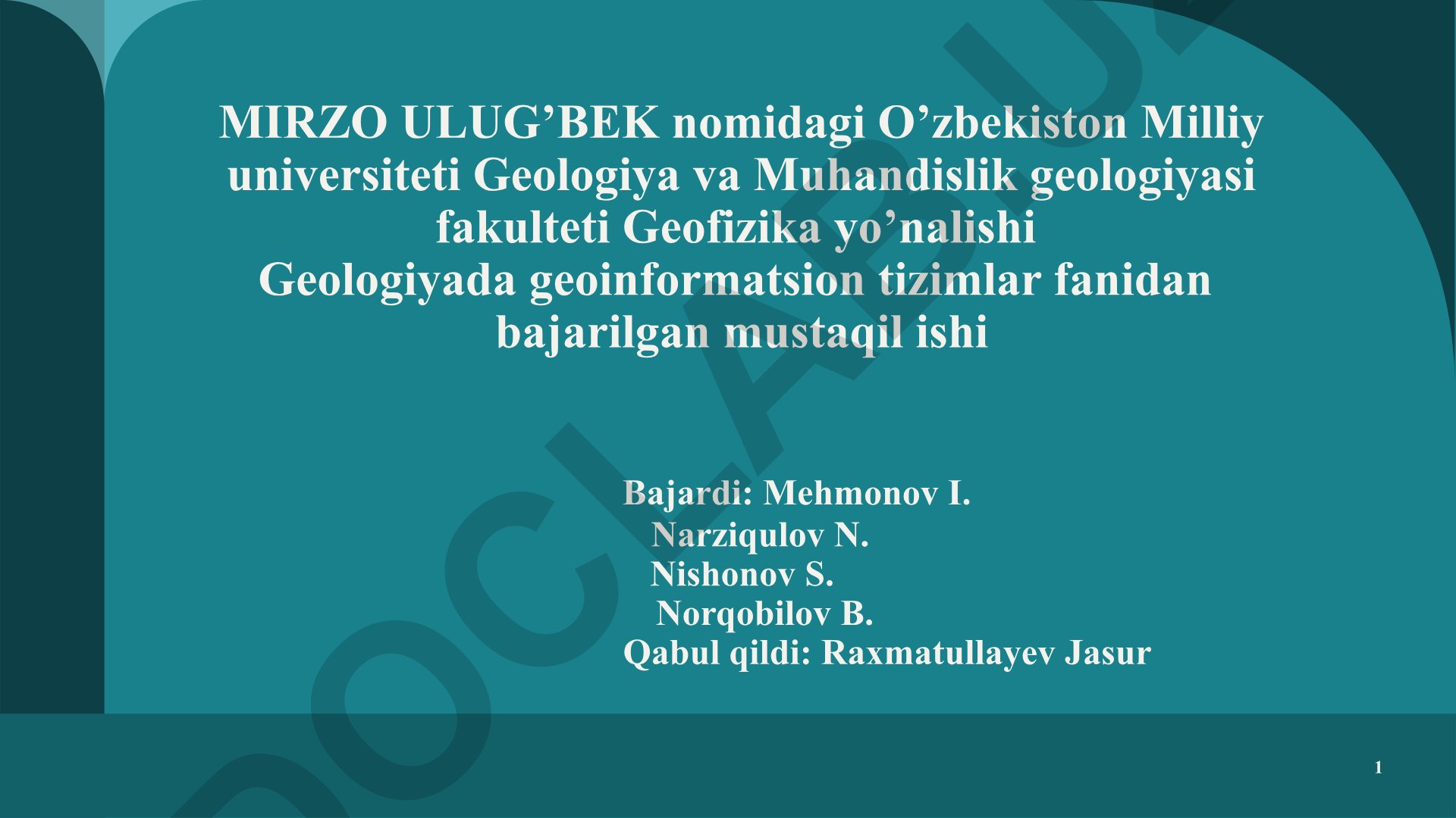 Xaritada qatlamlar va obektlar orasidagi topologik ko'rinishlarni aniqlash