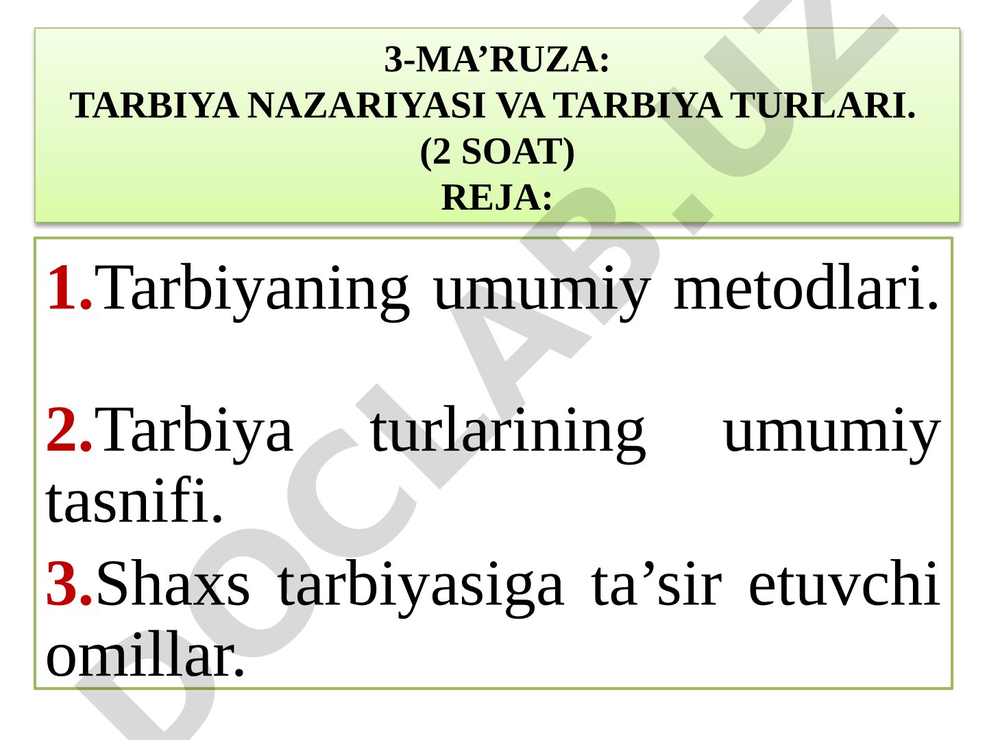 Tarbiya nazariyasi va tarbiya turlari