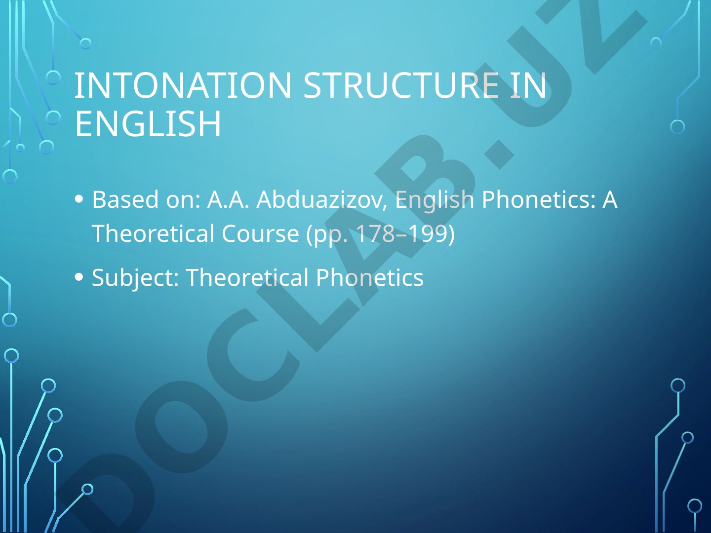 Intonation Structure in English