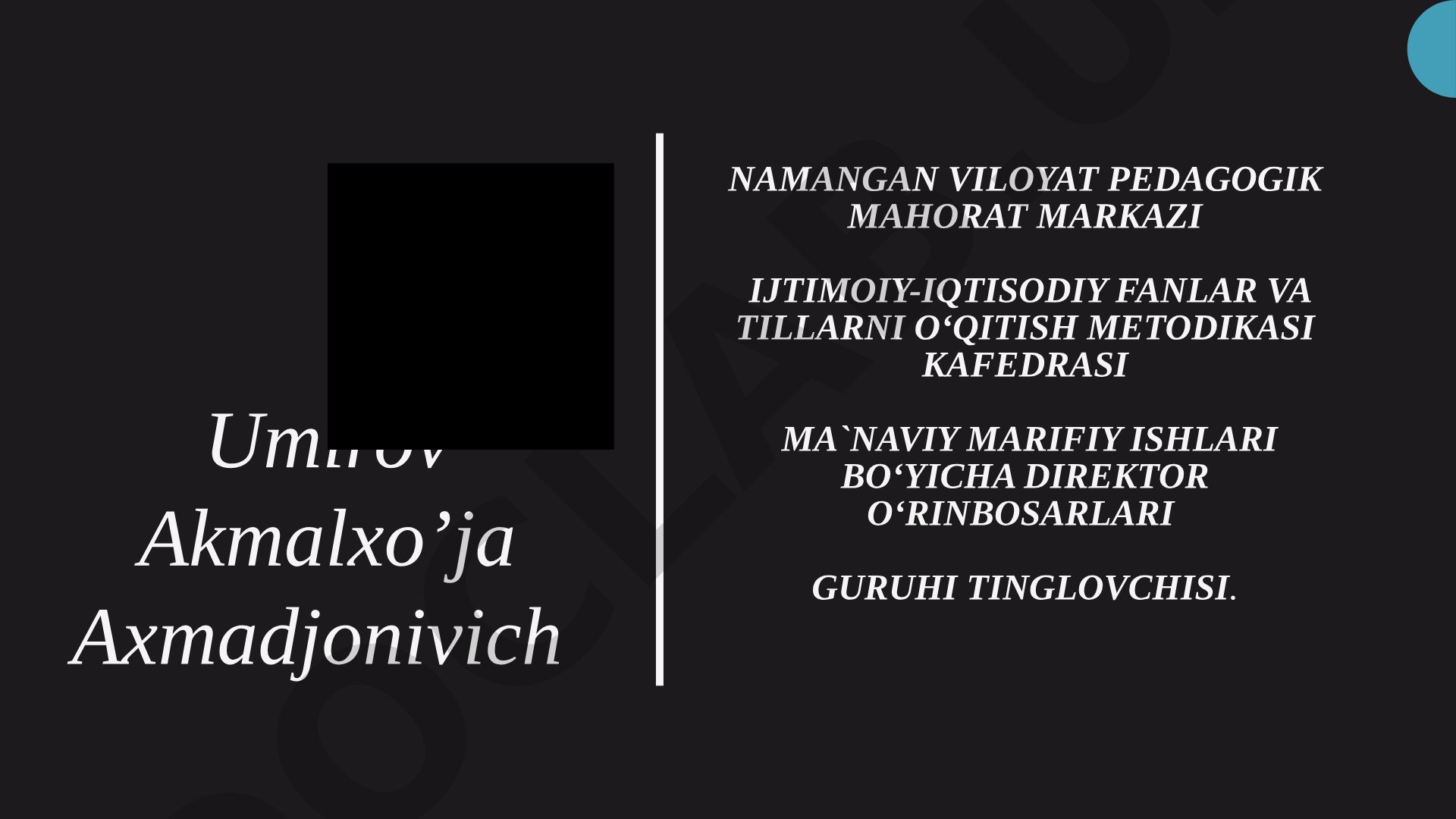 Ma’naviy-ma’rifiy tadbirlarni tashkil etish