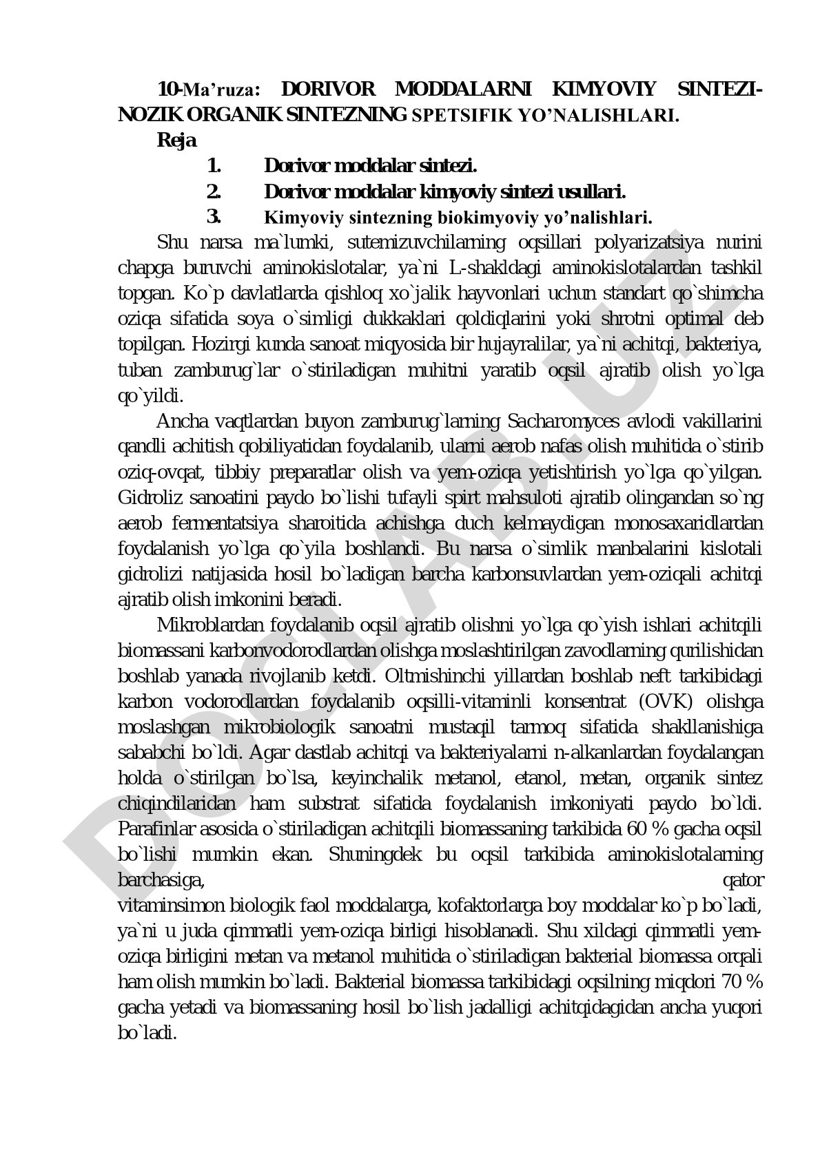 Dorivor moddalarni kimyoviy sintezi - nozik organik sintezning spetsifik yo'nalishlari