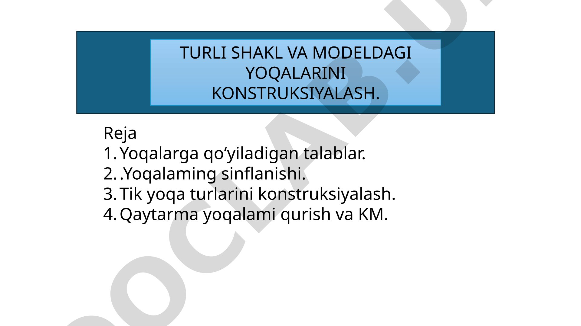 Turli shakl va modeldagi yoqalarni konstruksiyalash