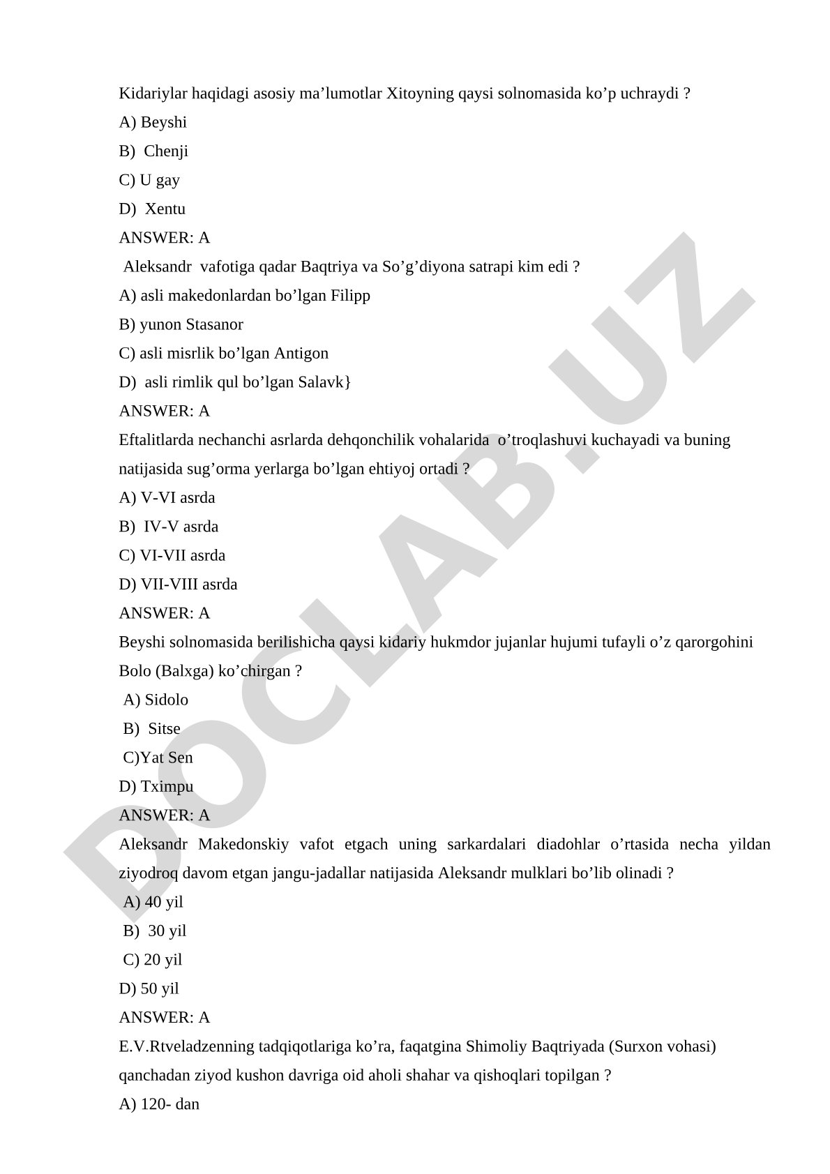 Kidariylar, Baqtriya va Eftalitlar tarixi