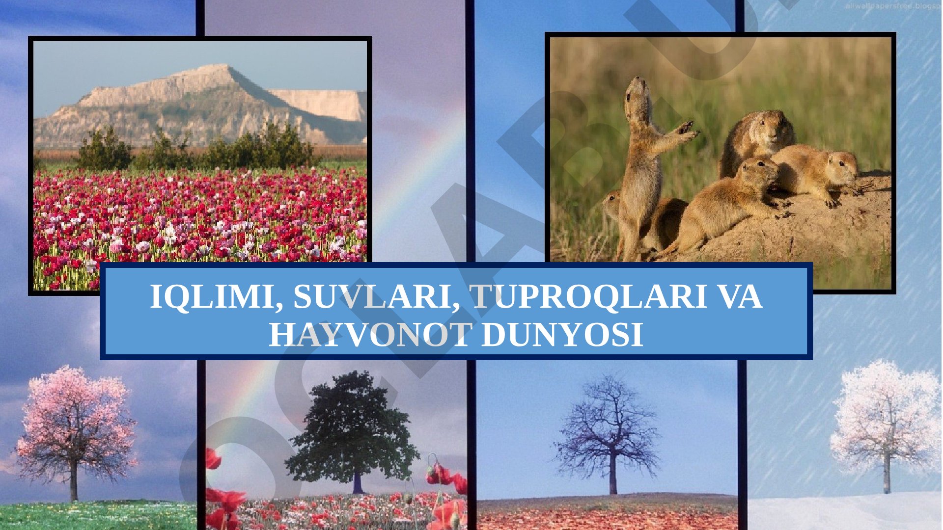 Iqlimi, suvlari, tuproqlari va hayvonot dunyosi