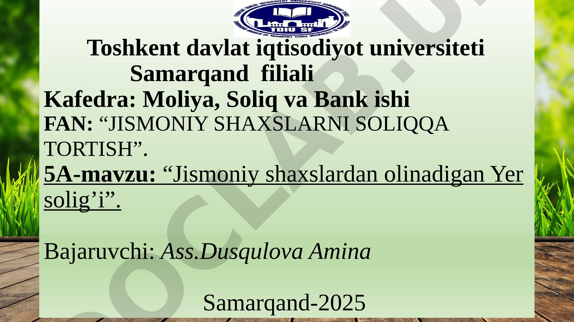 Jismoniy shaxslardan olinadigan Yer solig'i