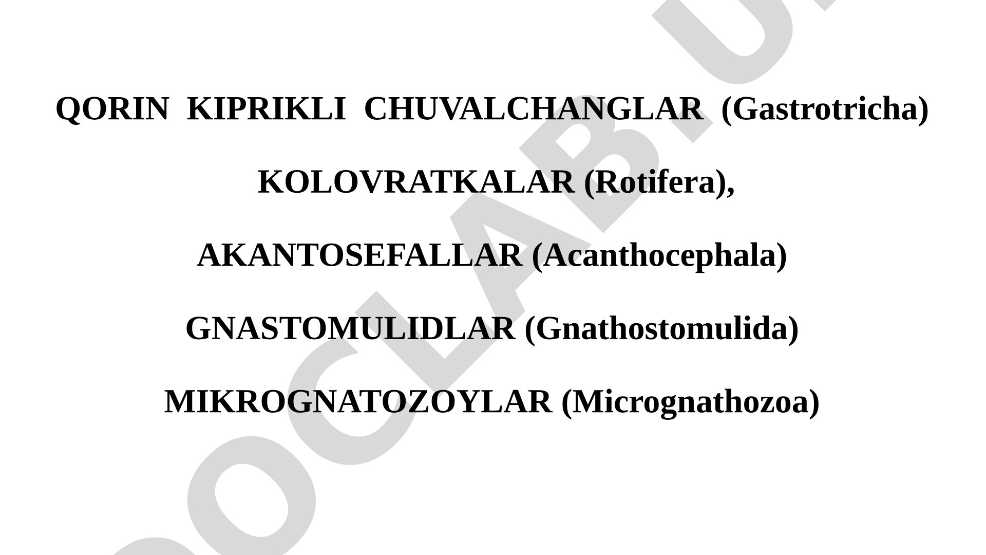 Qorinkipriklilar (Gastrotricha) sinfining tuzilishi, tarqalishi va hayot tarzi