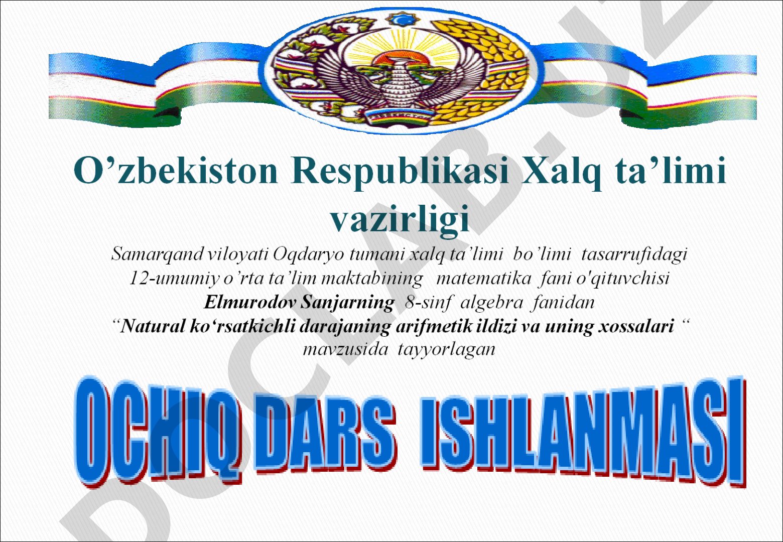 Natural ko‘rsatkichli darajaning arifmetik ildizi va uning xossalari