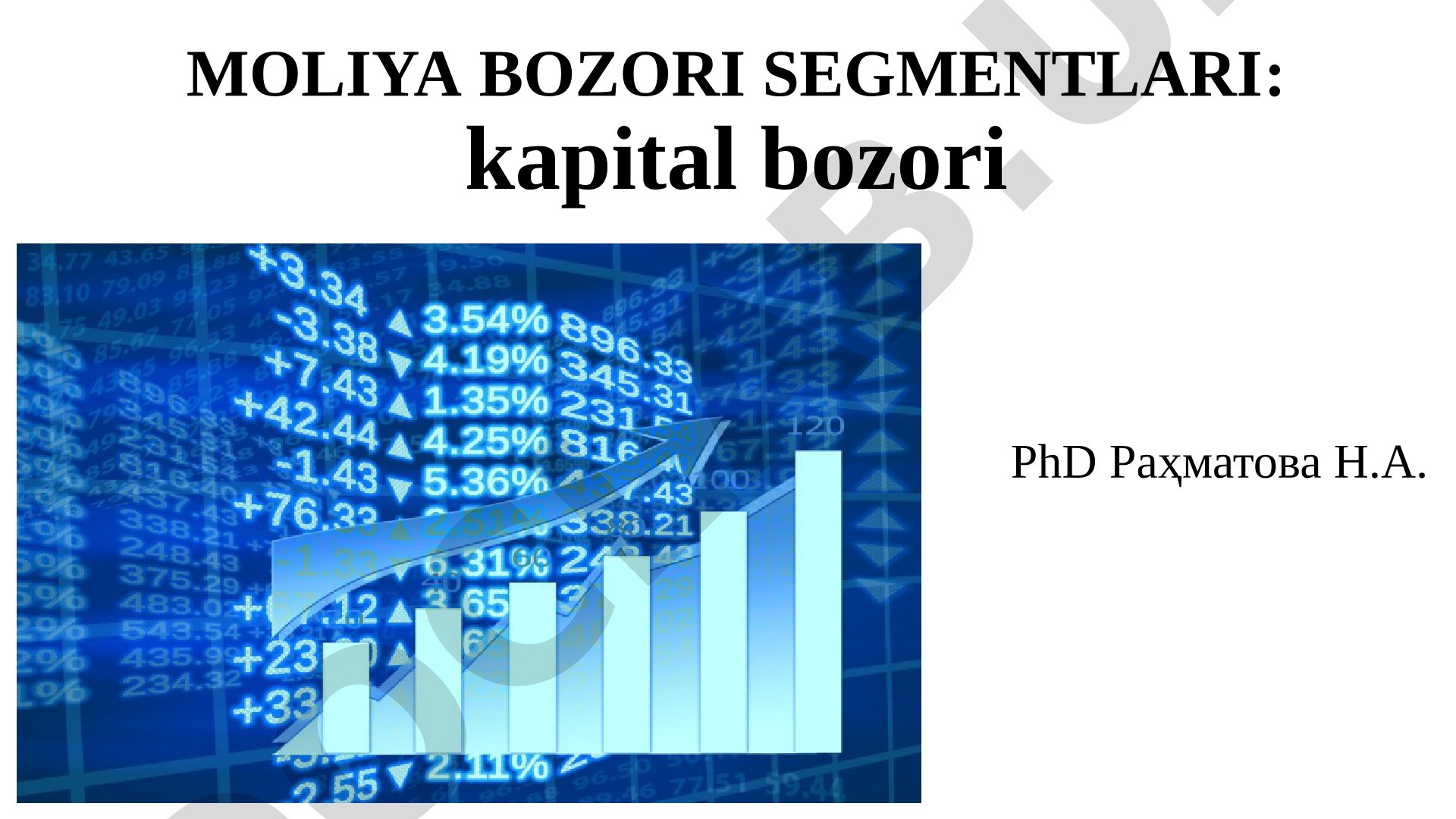 Moliya bozori segmentlari: kapital bozori