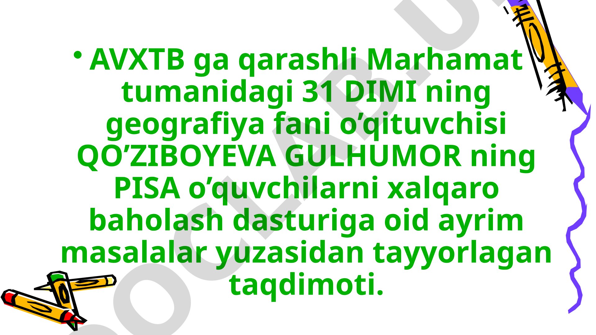 PISA xalqaro baholash dasturiga oid Ferris charxpalagi masalasi