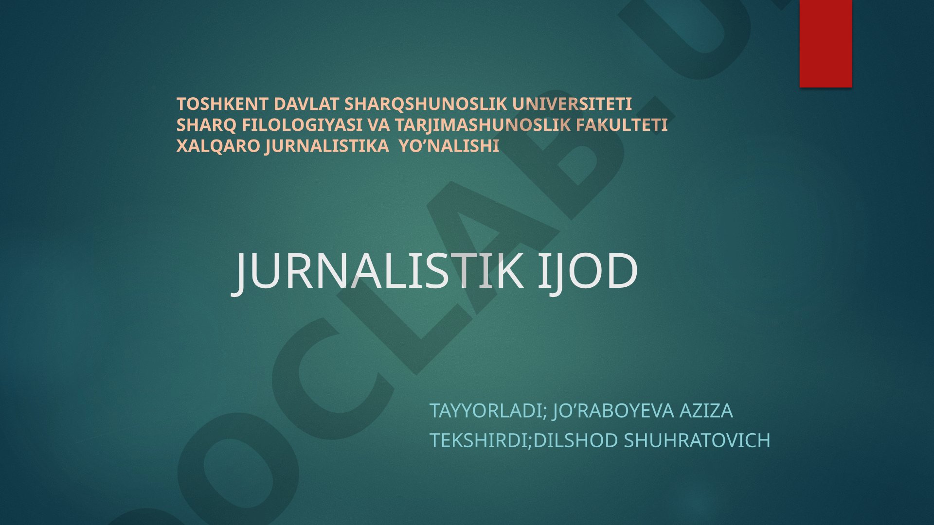 Jurnalistik ijod