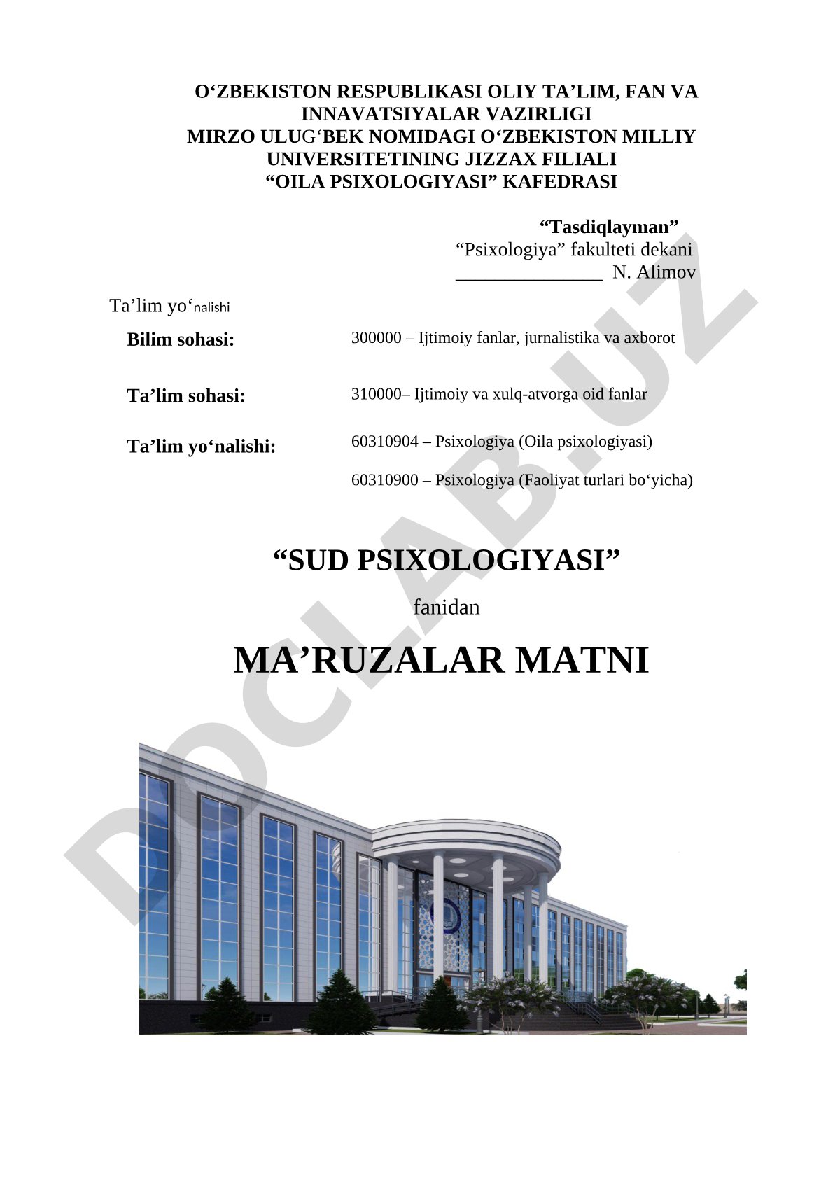 Sud psixologiyasi fanidan ma'ruzalar matni