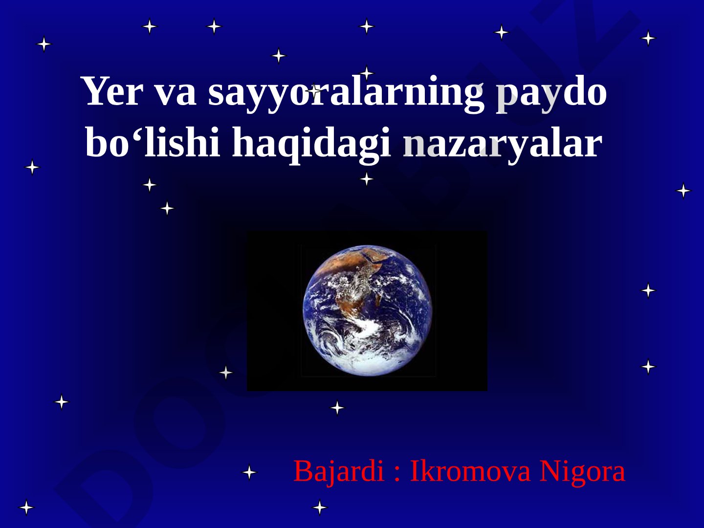 Yer va sayyoralarning paydo boʻlishi haqidagi nazariyalar