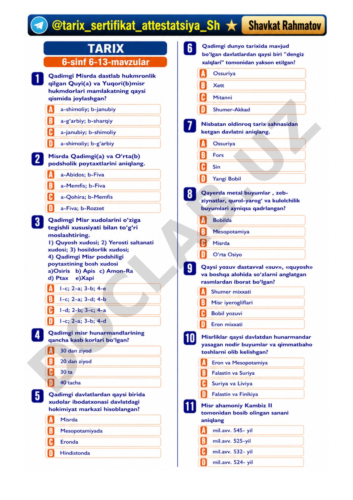 Tarix test