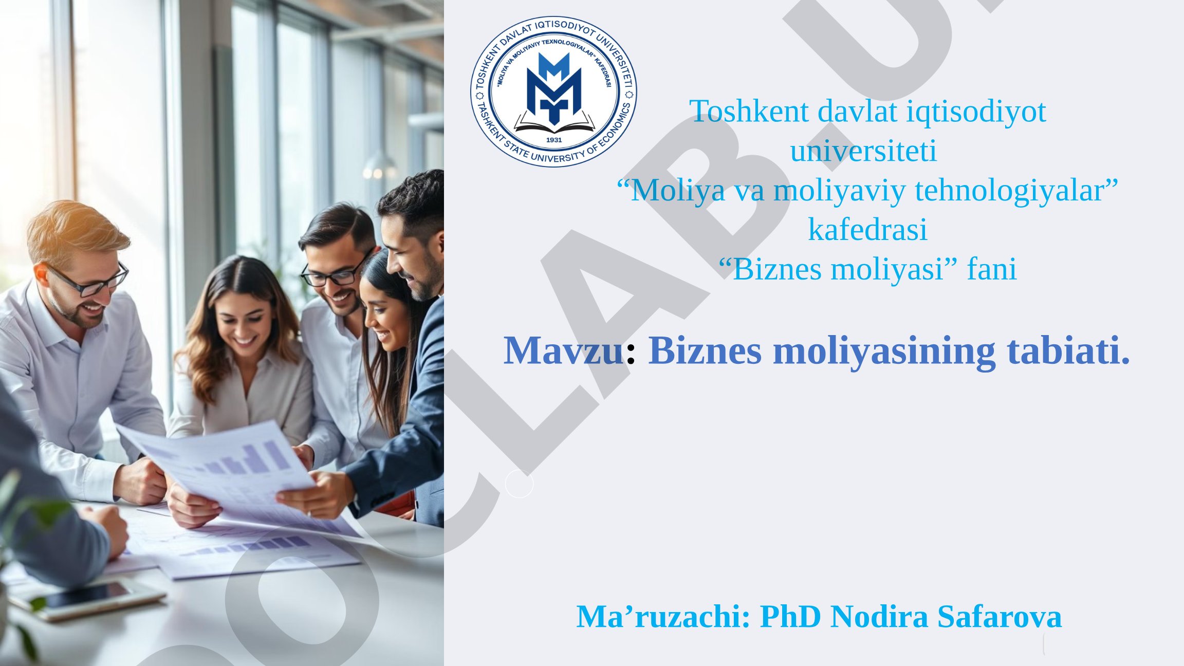 Biznes moliyasi fanining maqsadi, vazifalari, boshqa fanlar bilan bog'liqligi, moliya