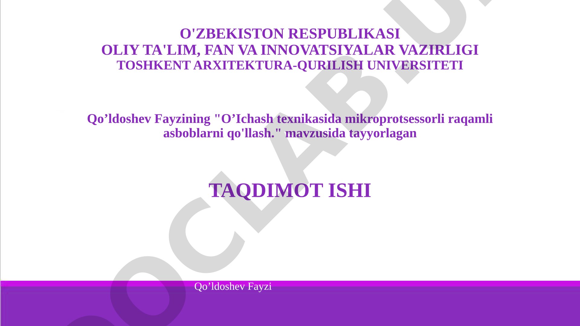 O’Ichash texnikasida mikroprotsessorli raqamli asboblarni qo'llash.