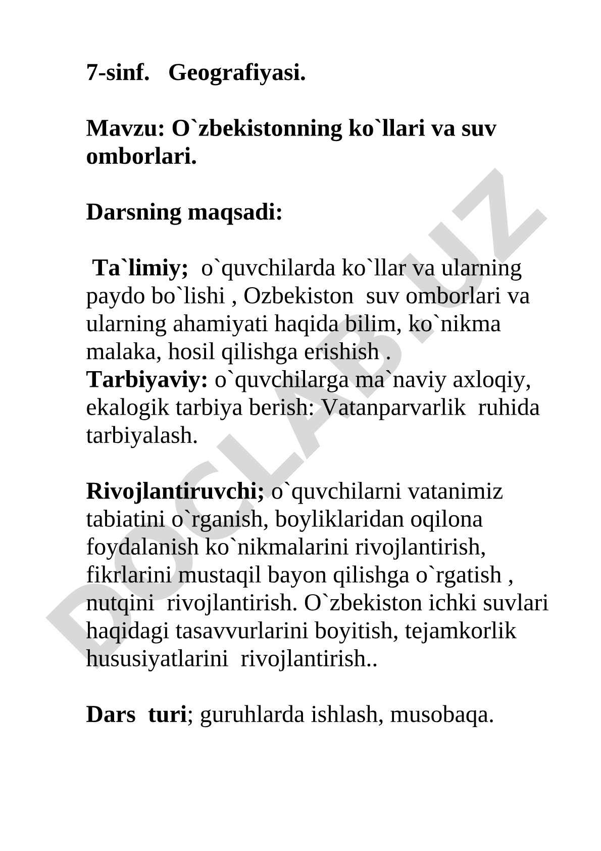 O`zbekistonning ko`llari va suv omborlari