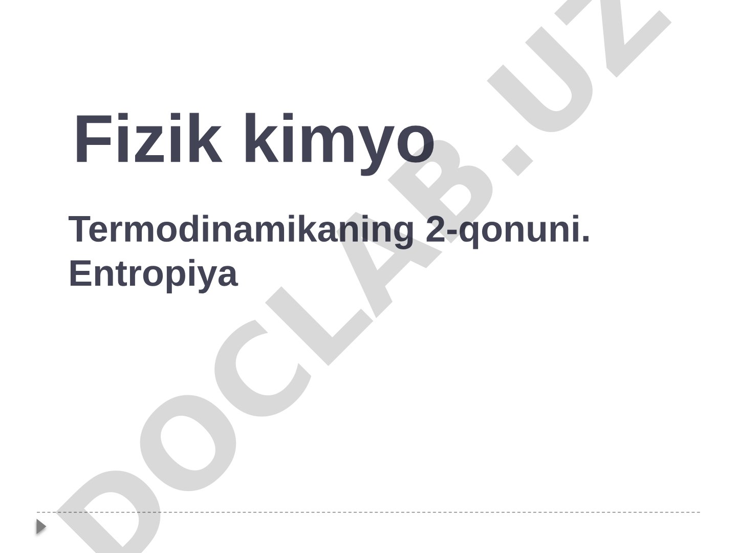Fizik kimyo Termodinamikaning ikkinchi qonuni va entropiya