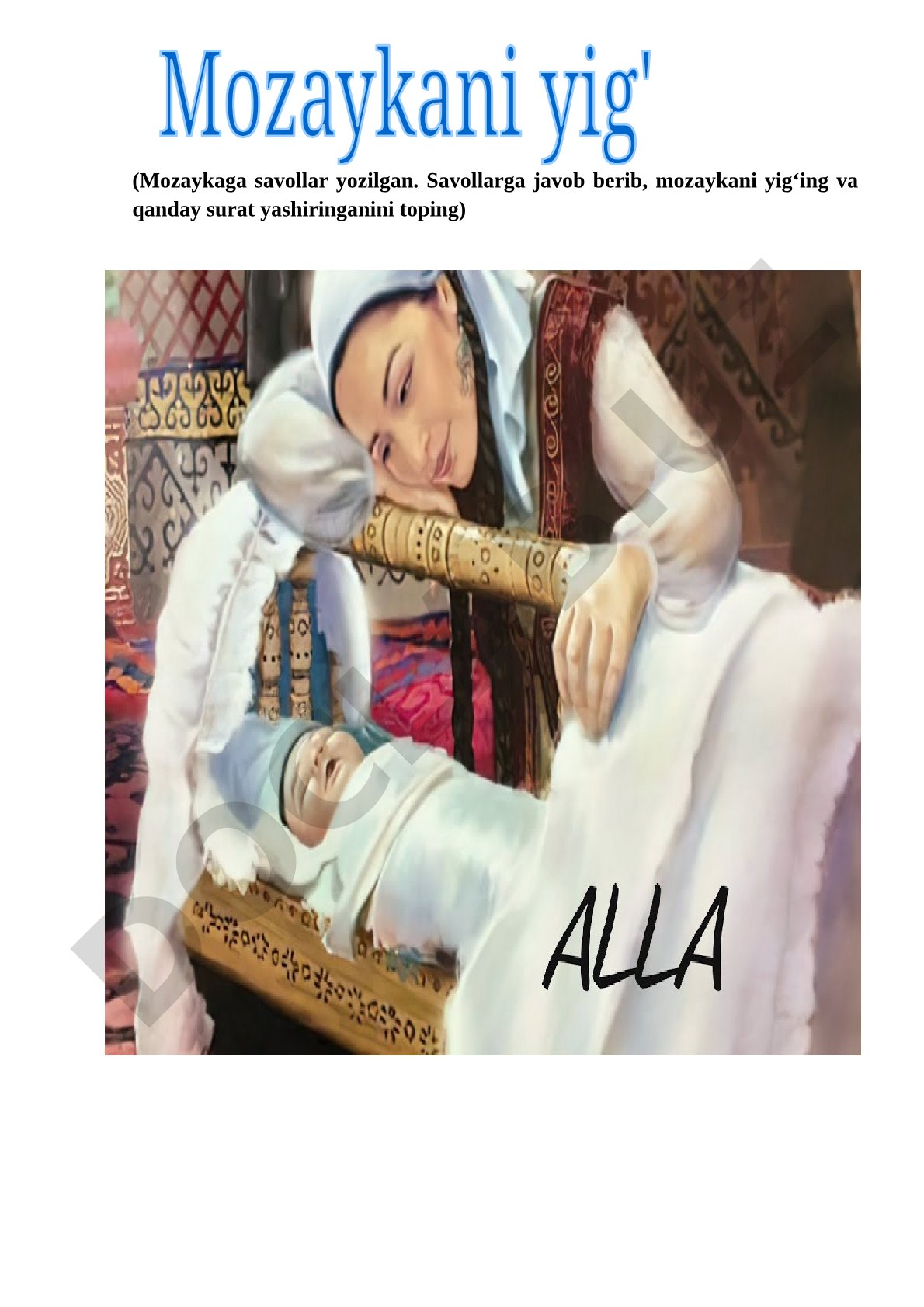 Alla haqidagi mozayka savollari