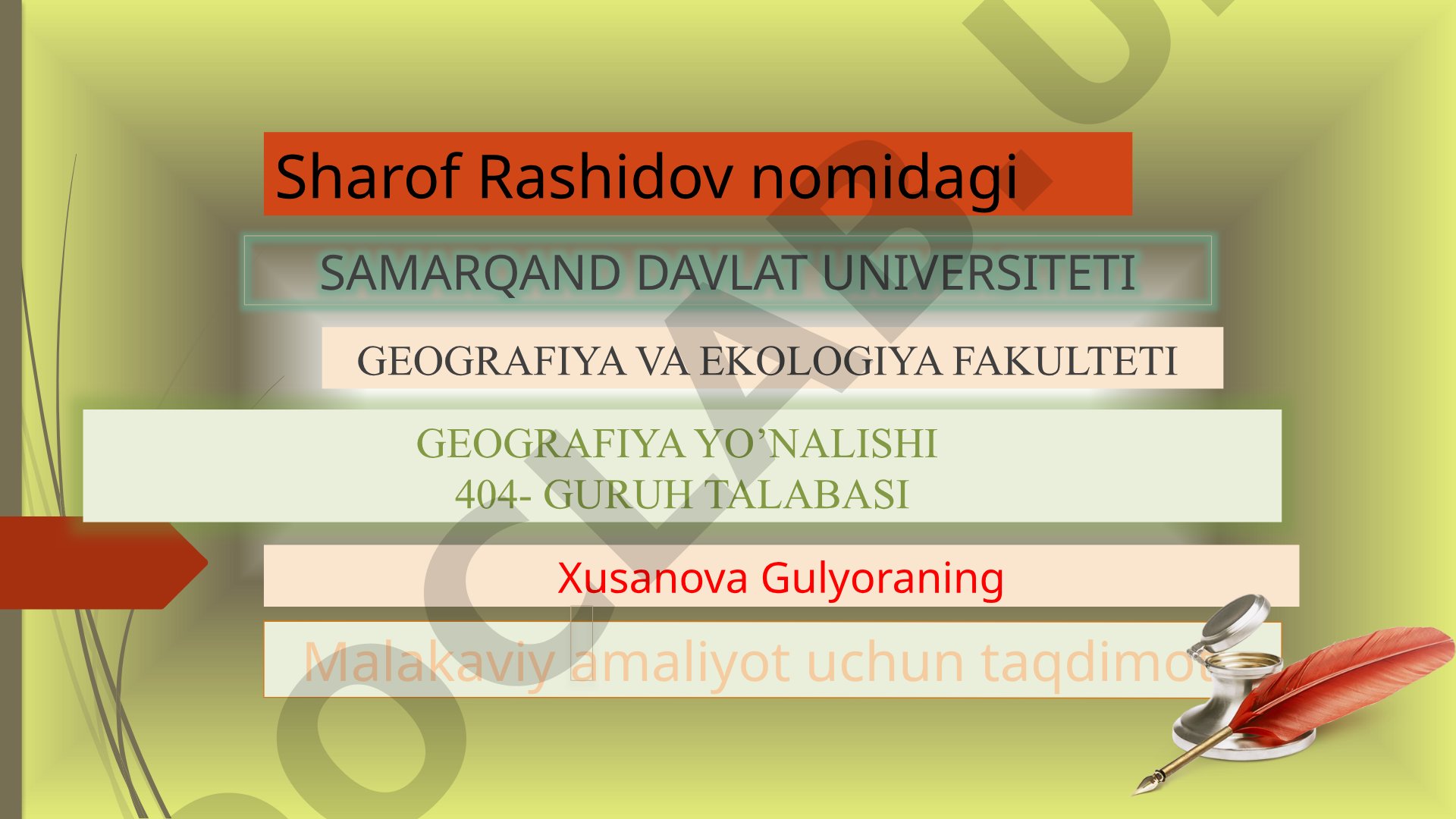 Xusanova Gulyoraning malakaviy amaliyot