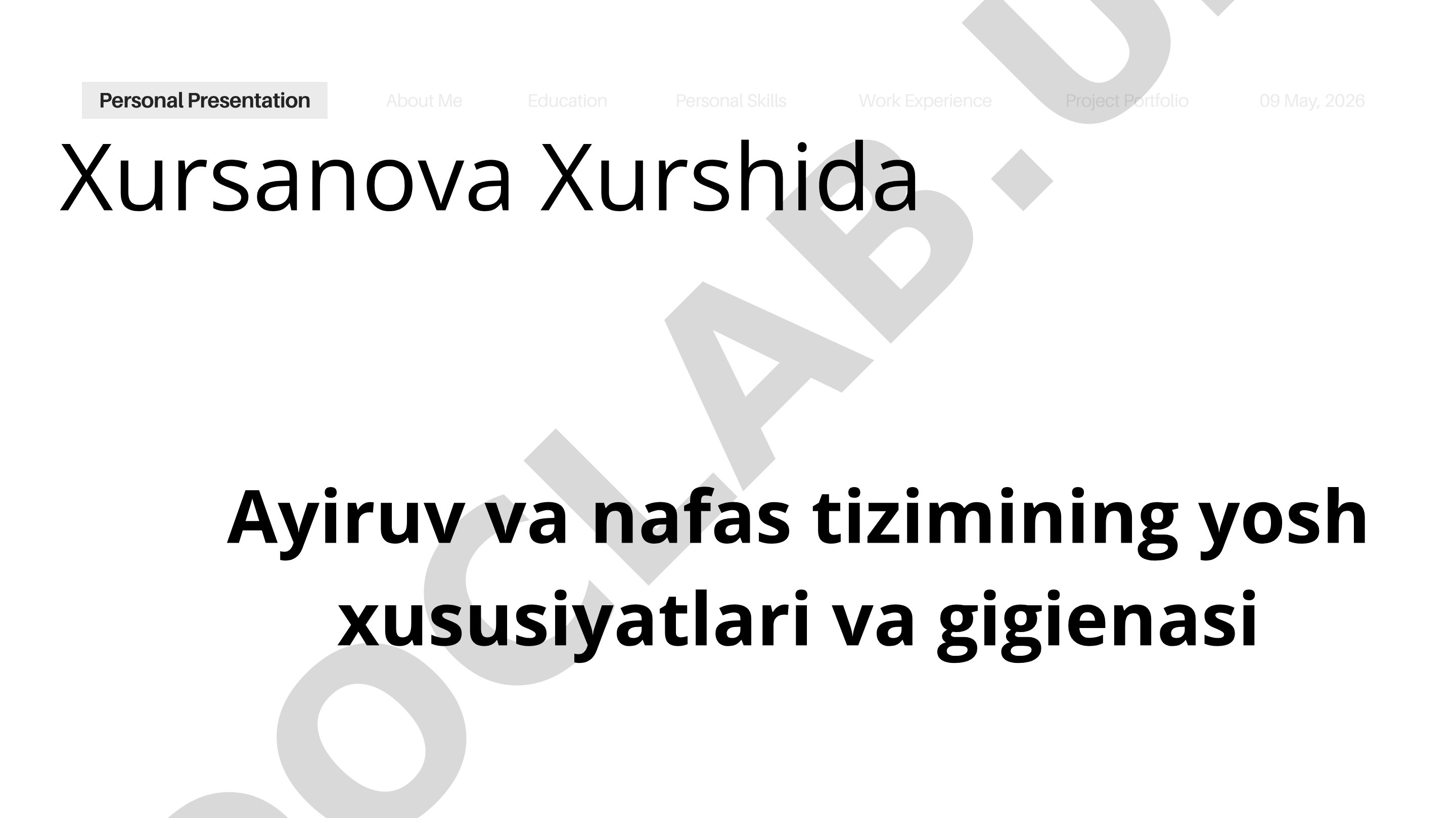Ayiruv va nafas tizimining yosh xususiyatlari va gigienasi