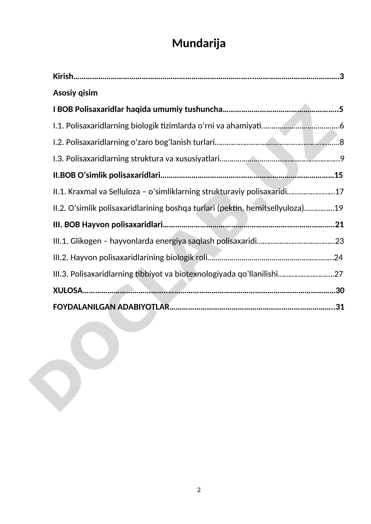 Polisaxaridlar, tuzilishi, tuzilishini o’rganish usullari. O’simlik va hayvon polisaxaridlari.